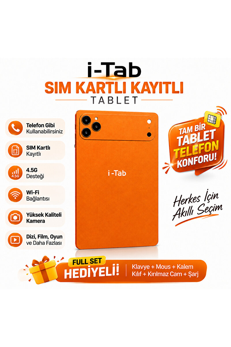 asf teknoloji İ-Tab 17 ProMax Sim Kartlı Full Set Hediyeli-Klavye+Mous+Kalem+Kılıf+Kırılmazcam