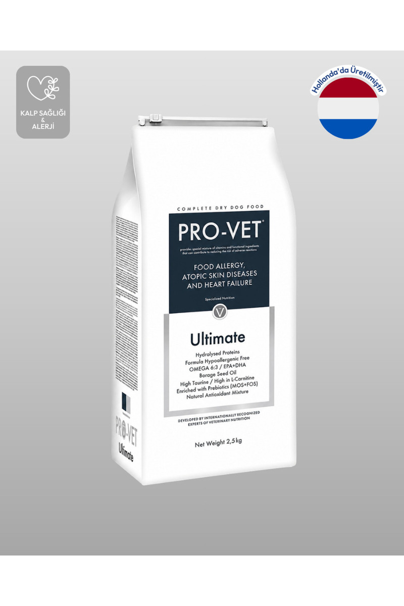 PRO-VET Ultimate Hipoalerjenik Ve Kalp Destekleyici Veteriner Köpek Maması 2,5 Kg
