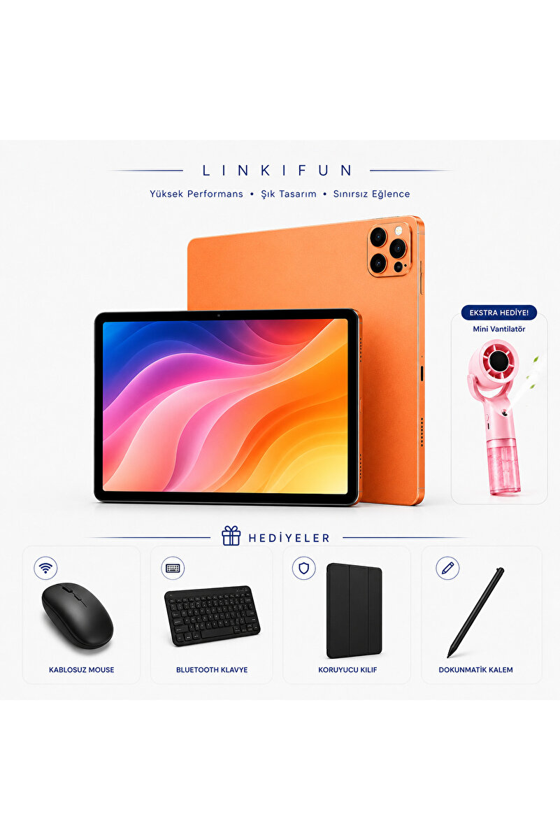 linkifun Funpad Pro Max 10.1 inc 4 GB Ram 32gb Hafıza Bluetooh Klavye Mouse Seti + Dokunmatik Kalem + Standlı Kılıf Hediyeli