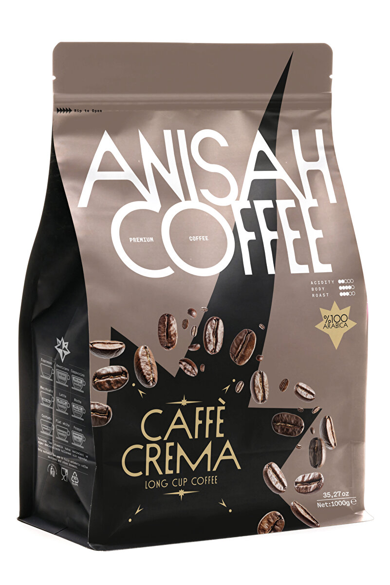 Anisah Coffee Caffè Crema Çekirdek Kahve | 1000gr | %100 Arabica