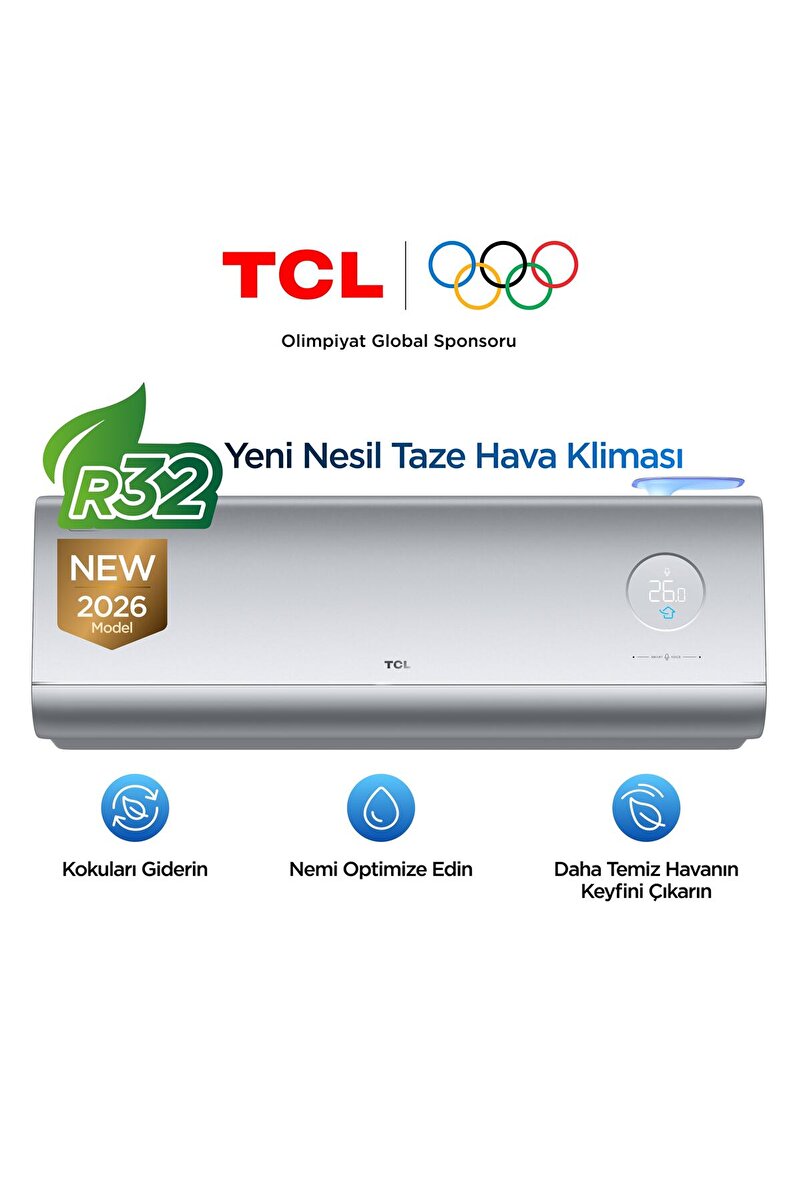 TCL FreshIN, 12000 BTU Split Klima, Taze Hava Teknolojisi, Isıtma ve Soğutma, AI Destekli Sesli Kontrol, Gentle Breeze 2.0, T-AI Enerji Tasarrufu