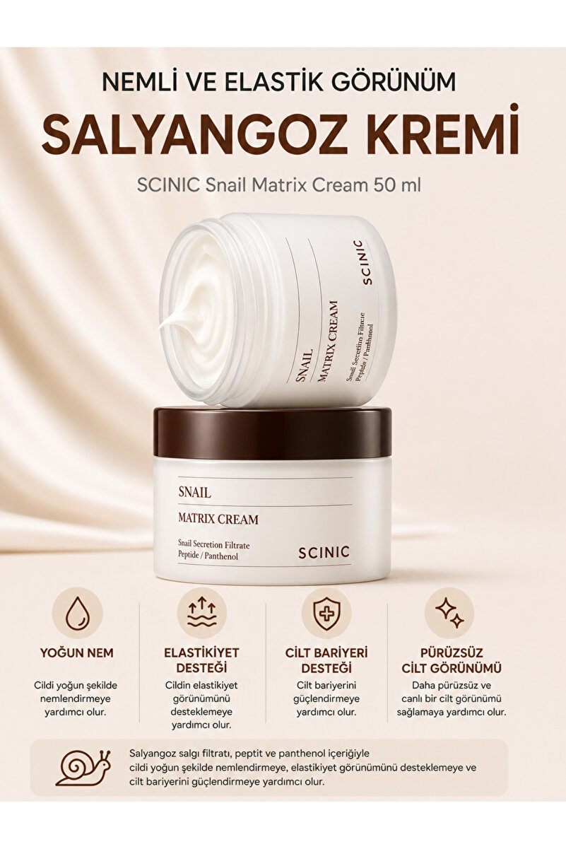 Scinic Snail Matrix Cream Salyangoz Özlü Kolajen İçerikli Nemlendirici Krem 50ml