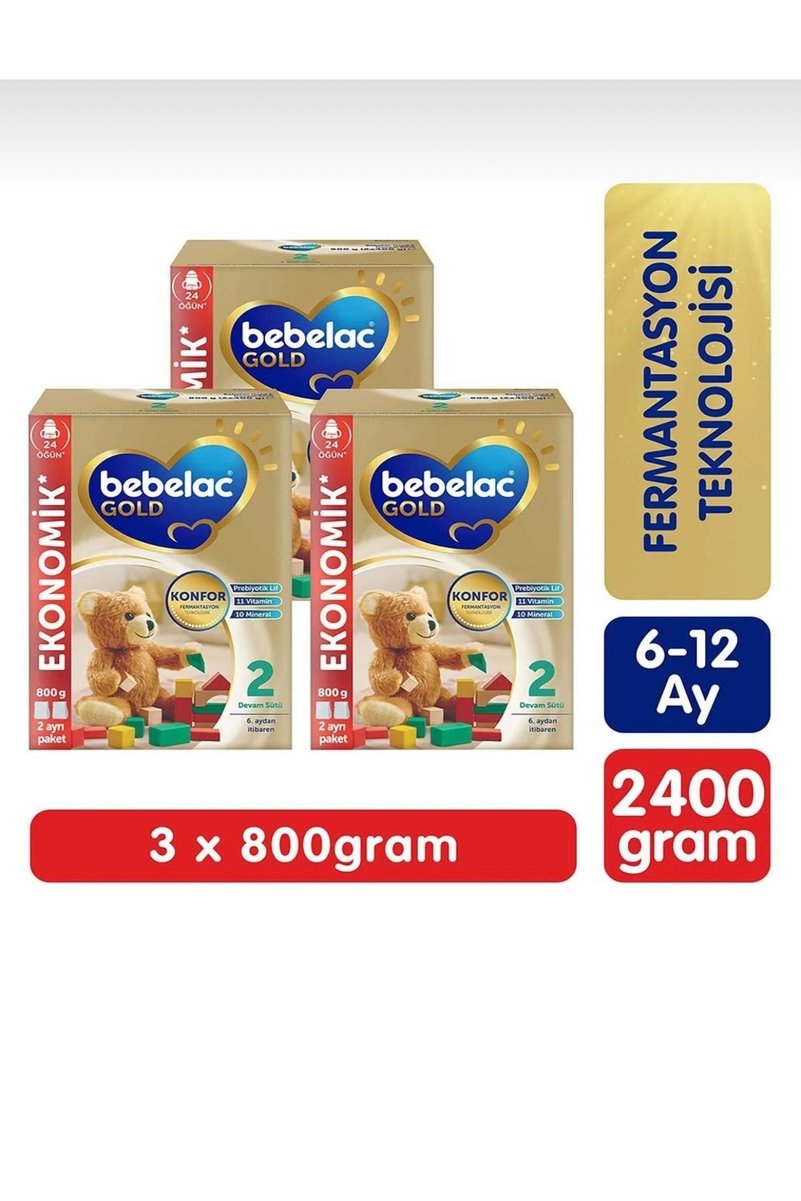 Bebelac Gold Konfor 2 Devam Sütü 6-12 Ay 800 gr*3 Adet 2400 gr