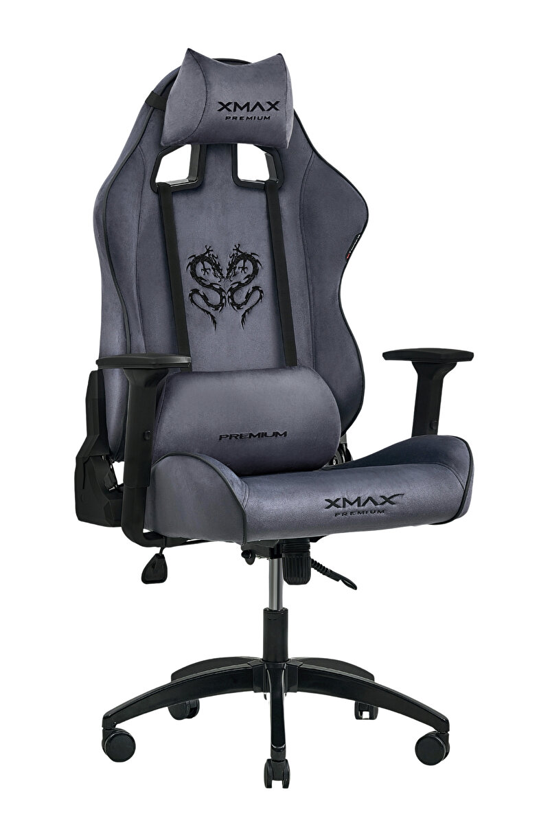 XMAX / Rio Balerion Antrasit Gri Kadife Terletmez Kumaş Gaming Oyuncu Koltuğu / 120 Kg Taşır