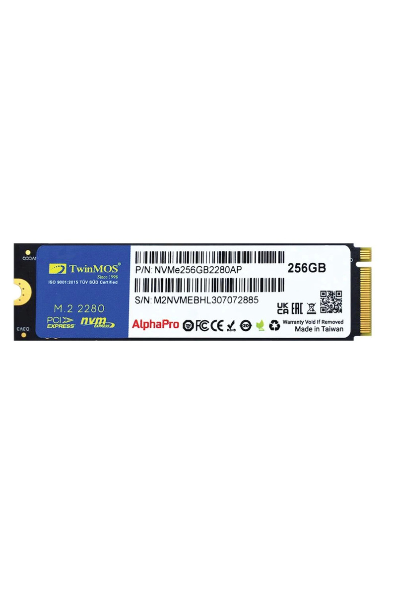 DOUBLE A TwinMOS 256GB NVMe256GB2280AP M.2 PCIe Gen3 NVMe SSD (3600-3250Mb-s) TLC 3DNAND Ssd Disk