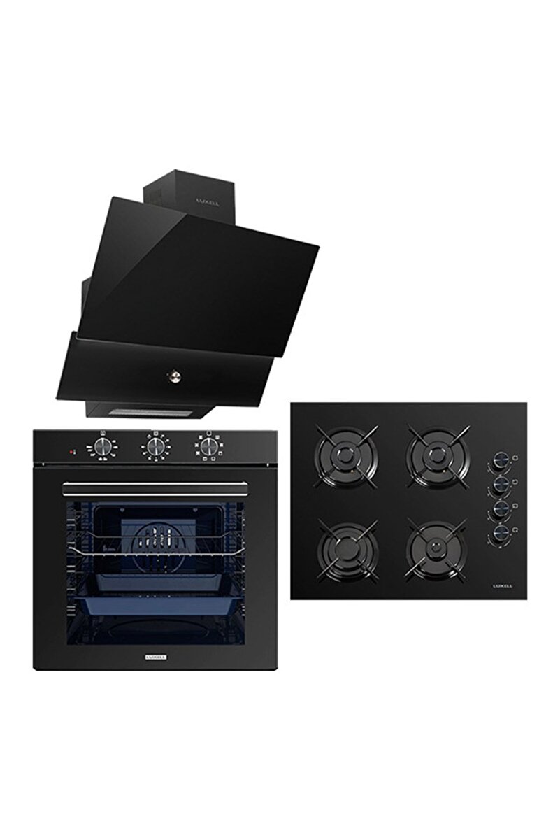 Luxell 88 Lt Süper Kristal Siyah Ankastre Set