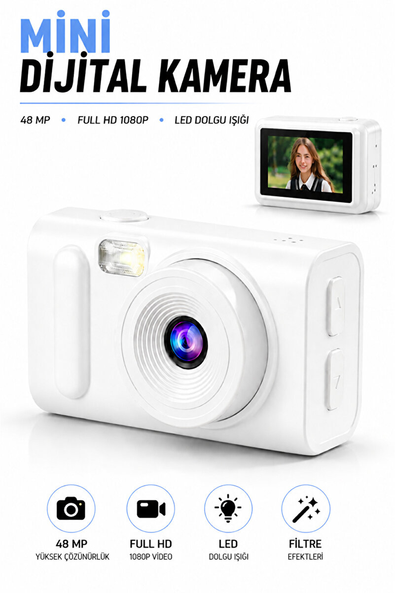 RAYLAX Cep Boy Mini Dijital Fotoğraf Makinesi LED Dolgu Işıklı Kompakt Vlog Kamerası