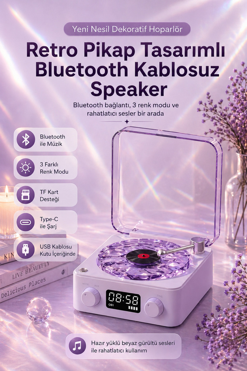 RoseandRoses Retro Pikap Tasarımlı Bluetooth Kablosuz Speaker