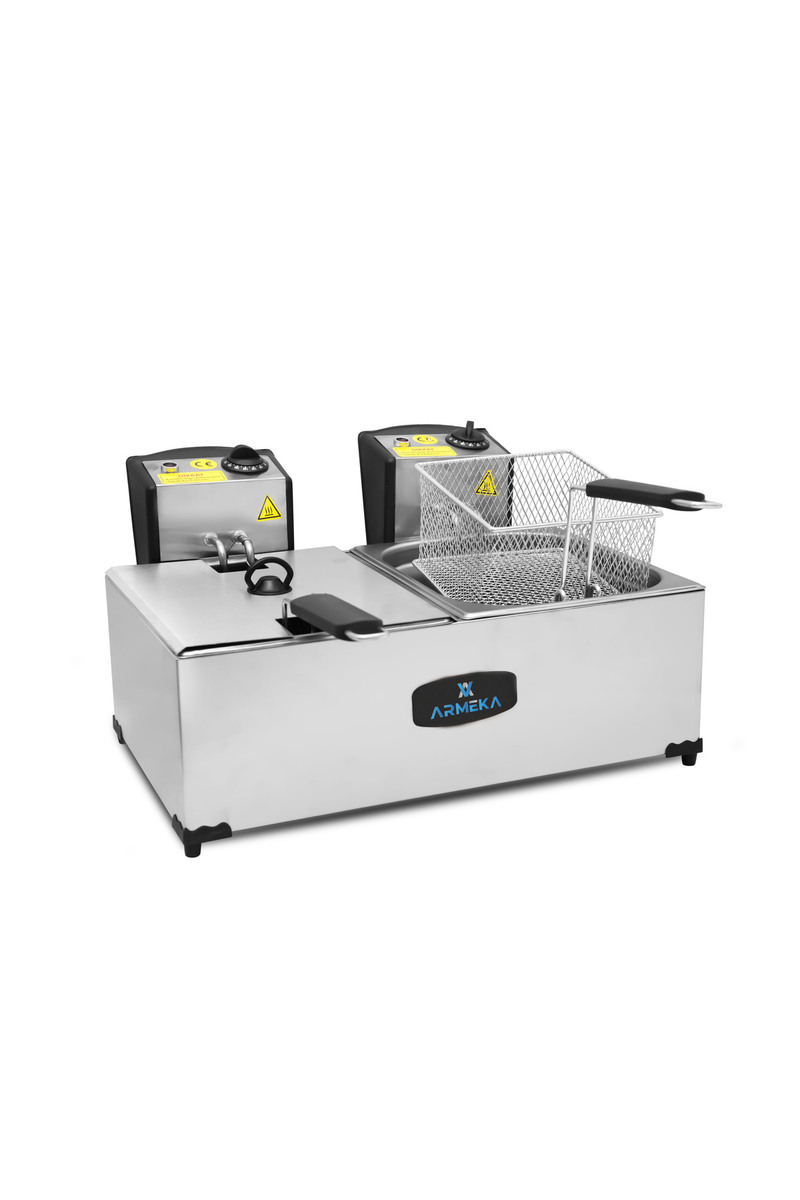 Armeka 3+3 Litre Kapaklı,Çıkarılabilir Hazneli Elektrikli Fritöz