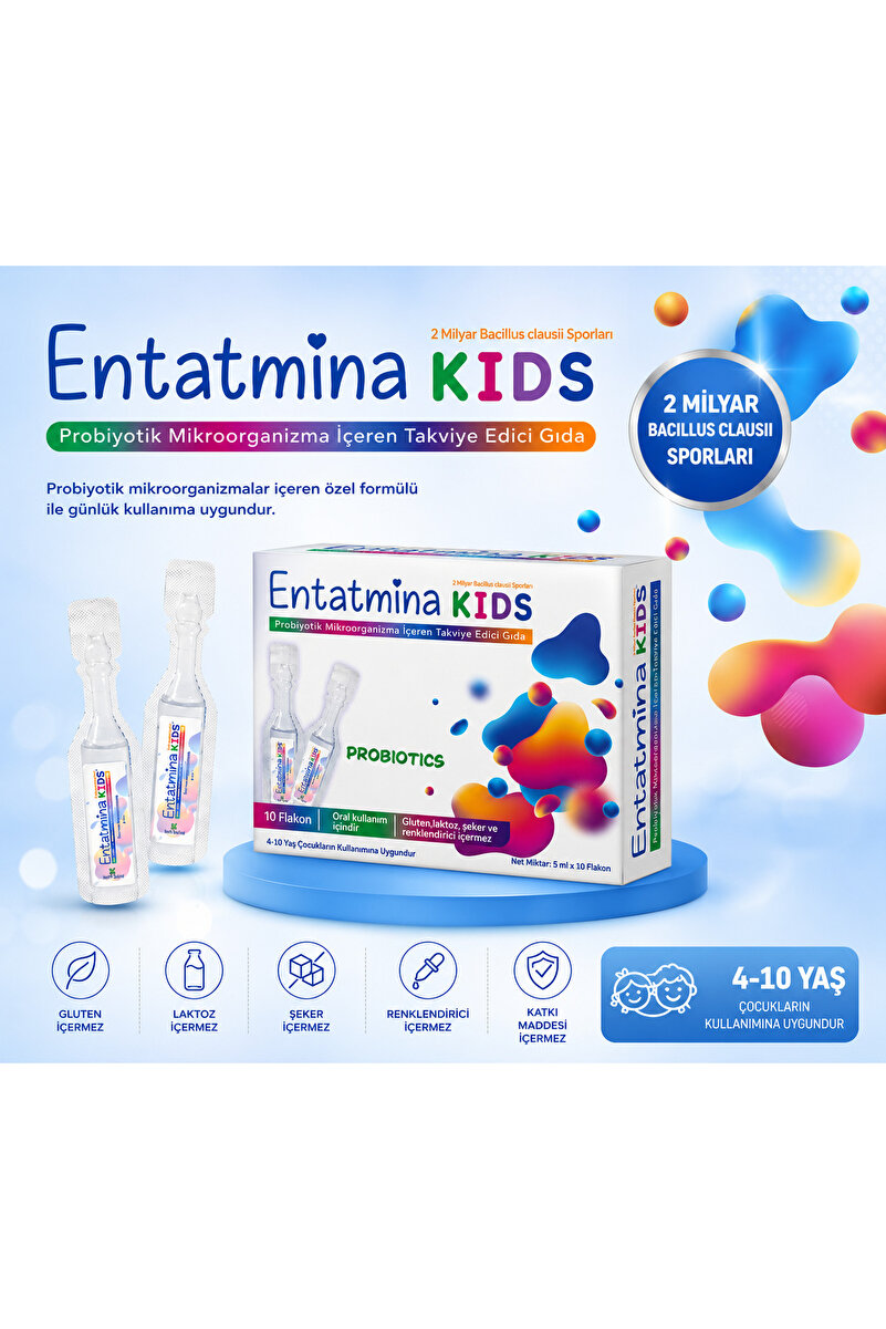 Entatmina kids 10 Flakon 2 Milyar Bacillus Clausii Sporu Içeren Probiyotik