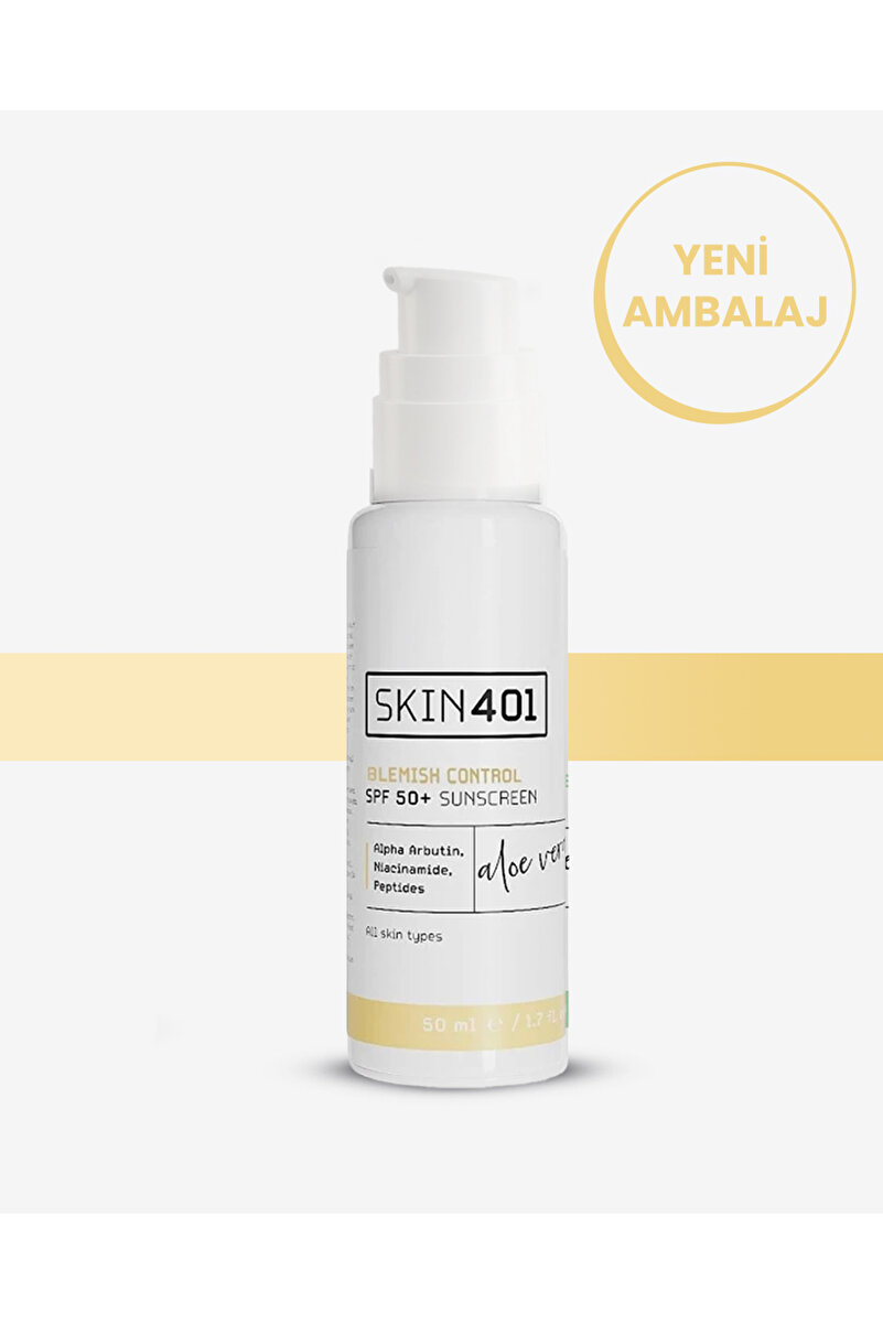 Skin401 SPF 50+ Alpha Arbutin + Niasinamid Leke Karşıtı Yüz Güneş Kremi 50 ml – Aloe Vera ile Nemlendirici