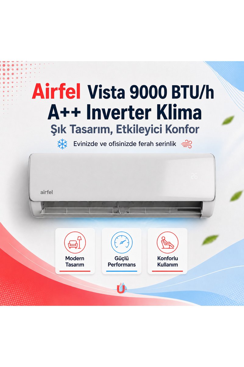 Airfel VİSTA SERİSİ 2026 9.000 BTU/H A++ İNVERTER KLİMA R32