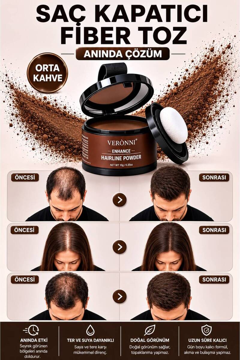 hb skin care Yeni Nesil Saç Dolgunlaştırıcı Boya Pudra | Seyrek Sakal Saçlar için Saç Fiberi | Saç Ve Beyaz Kapatıcı Suda Çıkmaz Boya