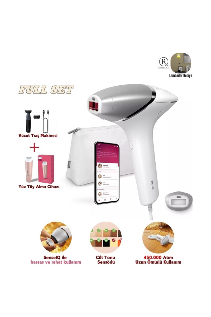 Philips Lumea Prestige Tüy Alma Cihazı Full Bakım Seti, 450.000 Atım Uzun Ömürlü SET