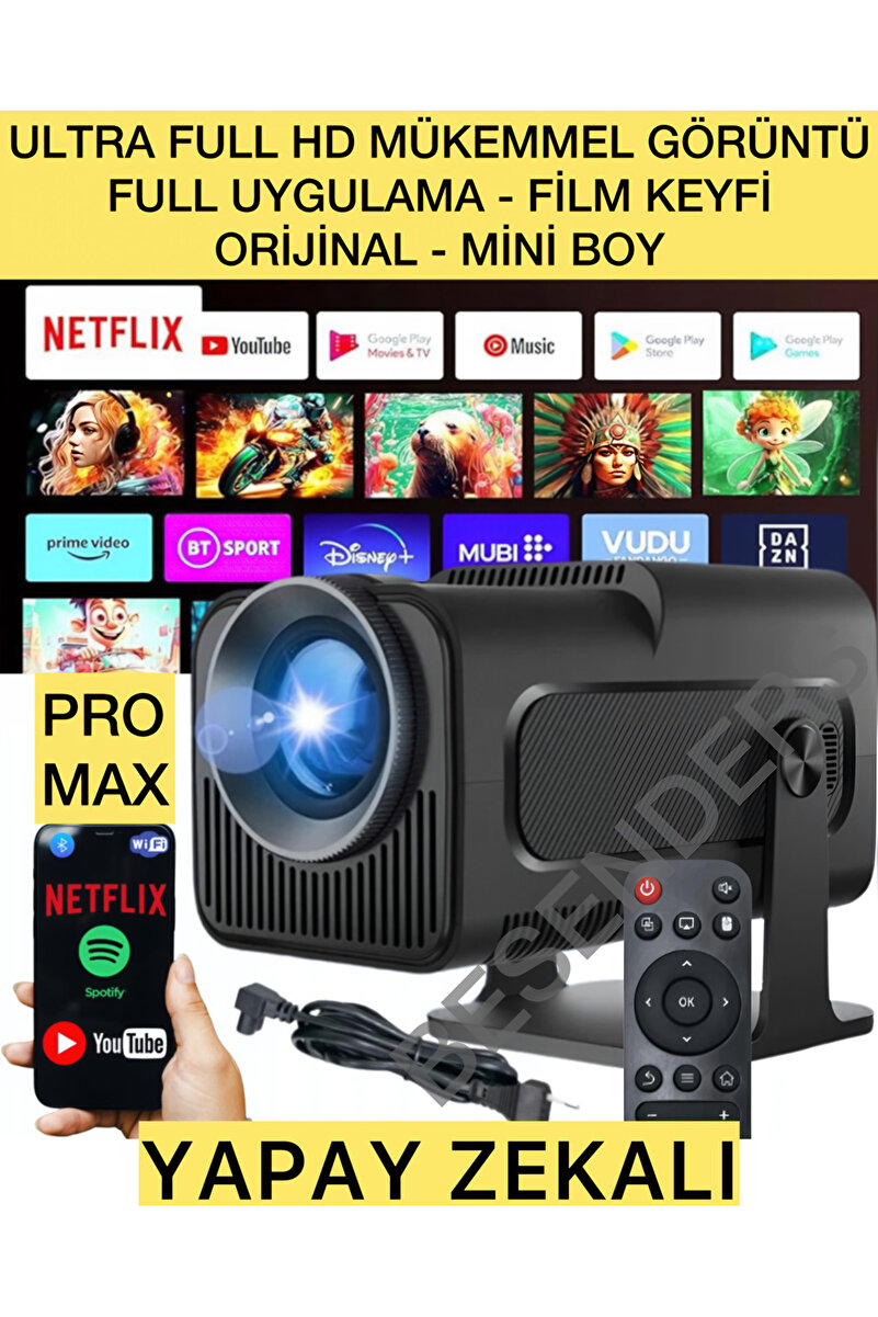 Besenders HY320 MİNİ PROMAX YeniVersiyon Taşınabilir Projeksiyon Android Wifi BT AkıllıSinemaProjektör