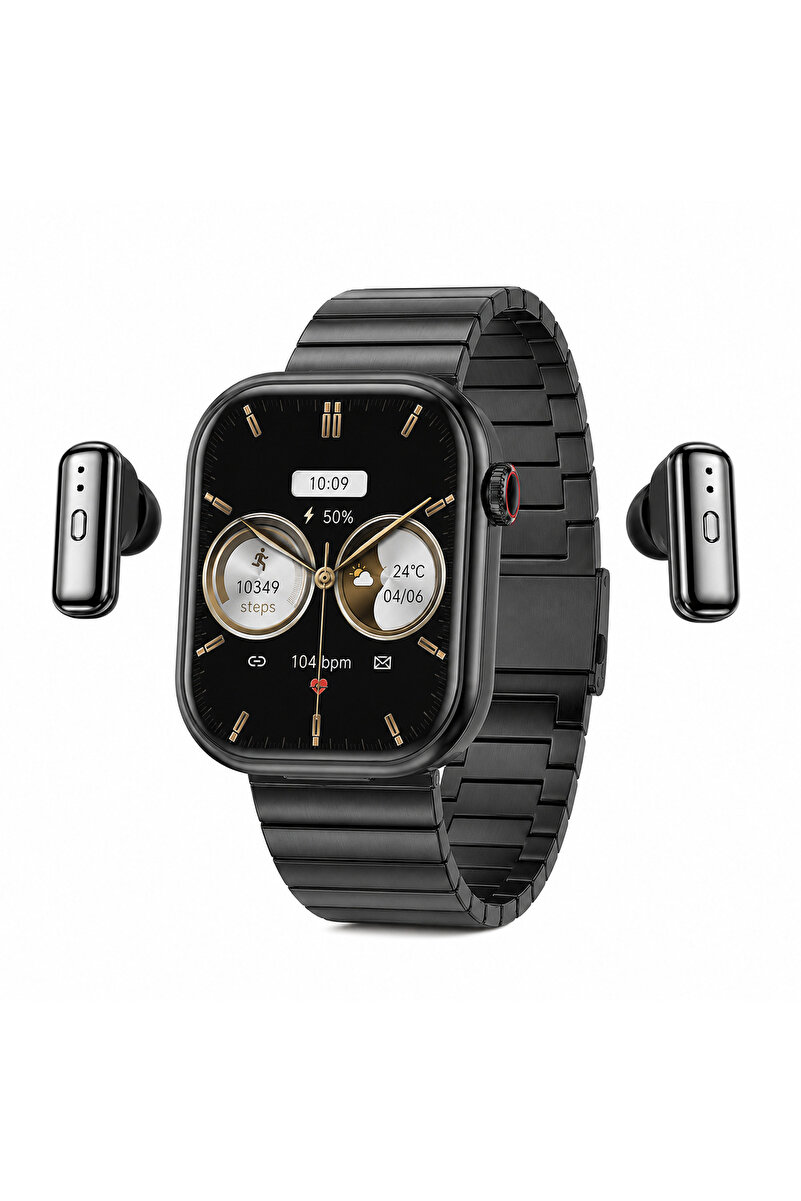 beemen Haino Teko Germany ST-10 Watch Buds 2.02 İnç AMOLED Kulaklıklı Akıllı Saat 3 Kordon