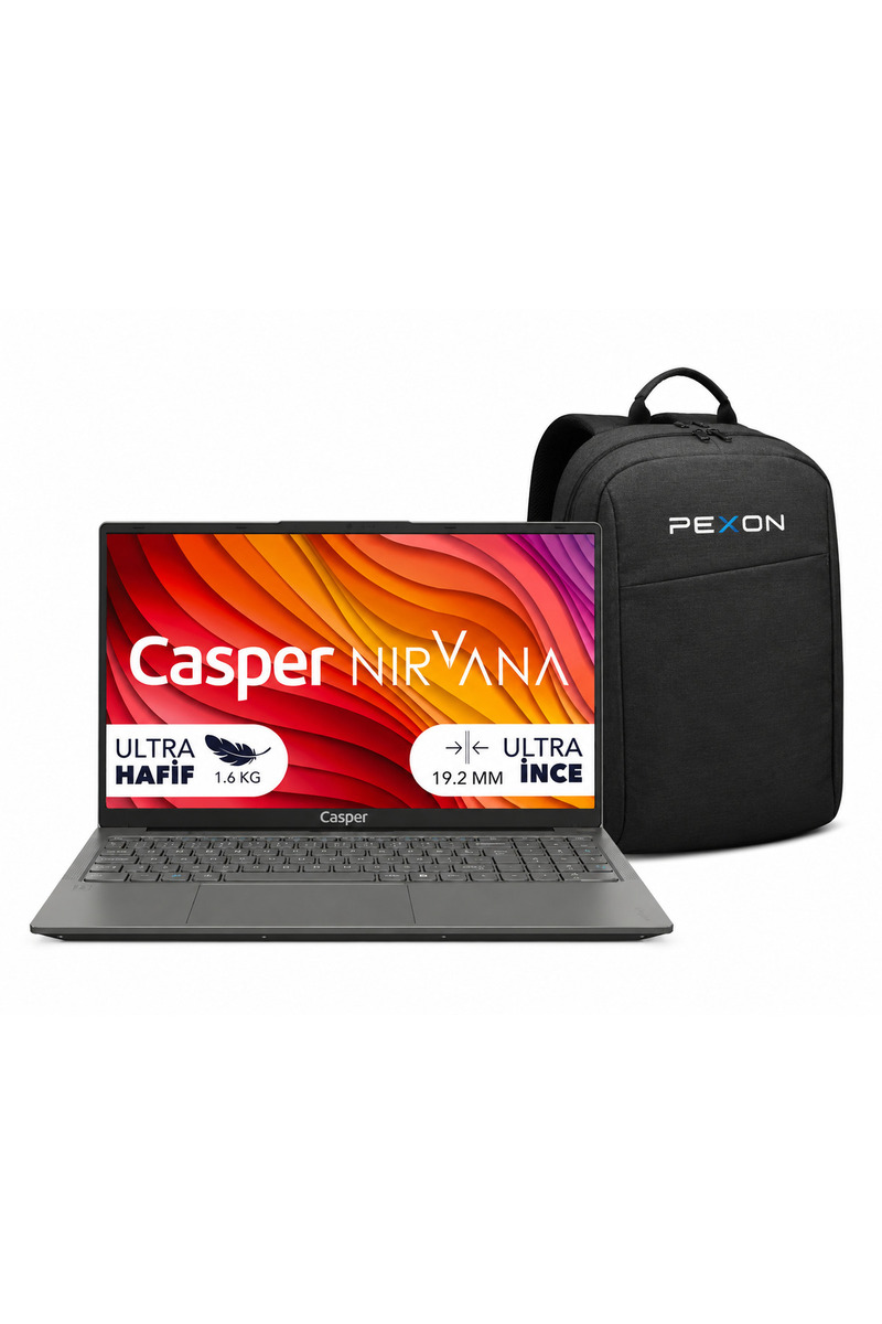 CASPER Nirvana X650 i5-13420H 16GB DDR5 1TB SSD Windows 11 PRO 15.6" Laptop & PEXON ÇANTA