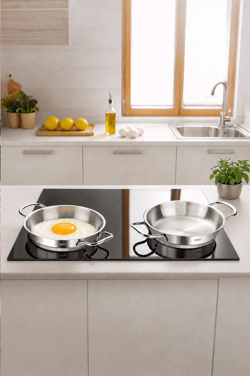 Nehir Silver Çelik 2 Parça İtalyan Omlet Sahan Seti (18-20 cm)