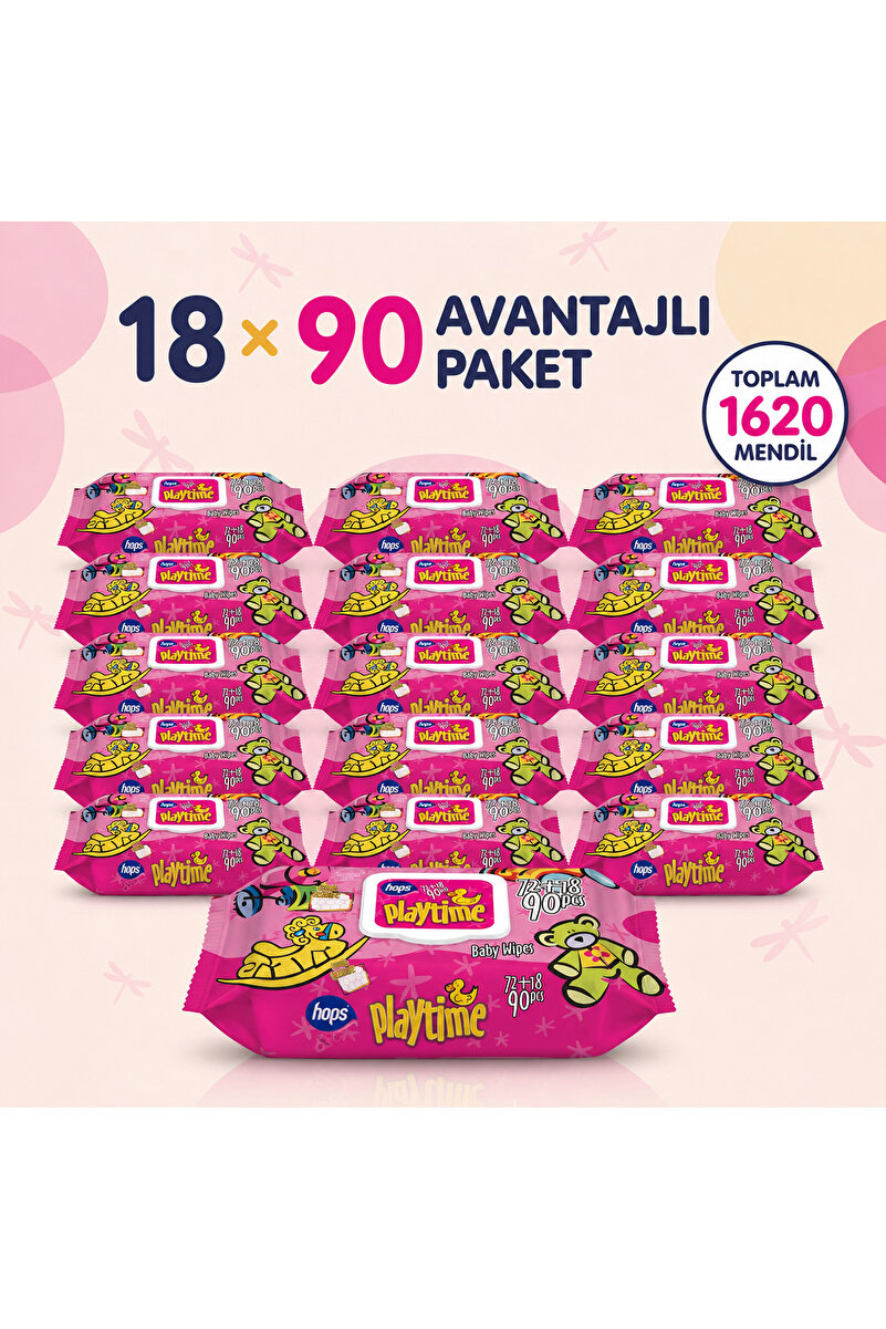 Hops Islak Bebek Havlu 18x90 18 Paket (1620 Yaprak)