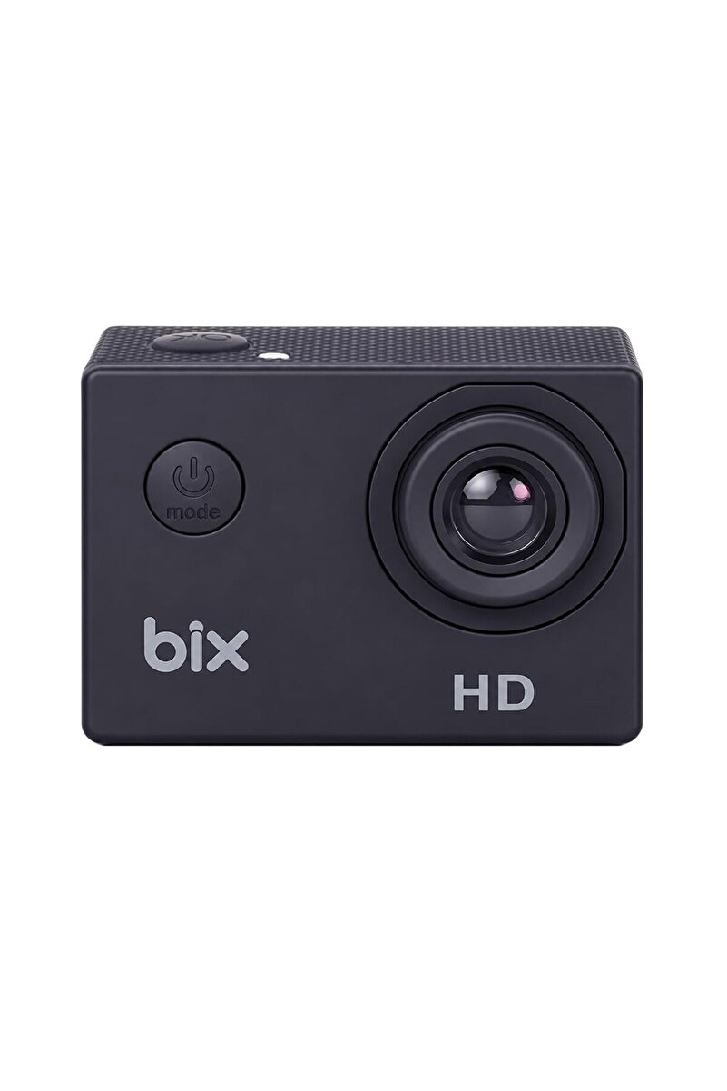 Bix Edge 1 HD Aksiyon Kamerası 720P 30 Metre Su Geçirmez Kılıflı Su Altı Bisiklet Motosiklet Kask Kamerası Webcam Özellikli Siyah