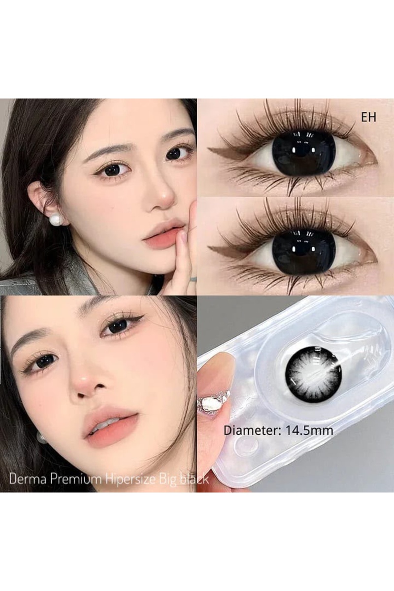 dermasuction Derma premium Gözü büyüten siyah Hiperblack 1 Yıllık 12 Ay Kullanım Süreli Göz Lensi