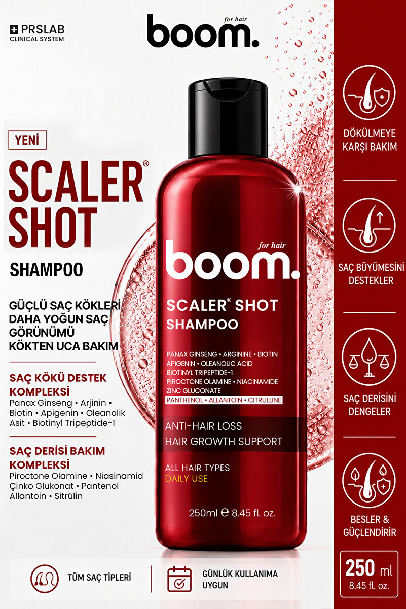 BOOM Scaler Shot Dökülme ve Hızlı Uzama Şampuanı 250 ML