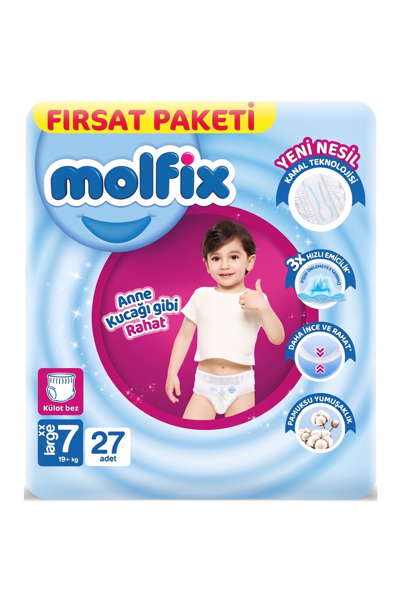 Molfix 2 Paket Çocuk Bezi 7 Numara Külot Bez