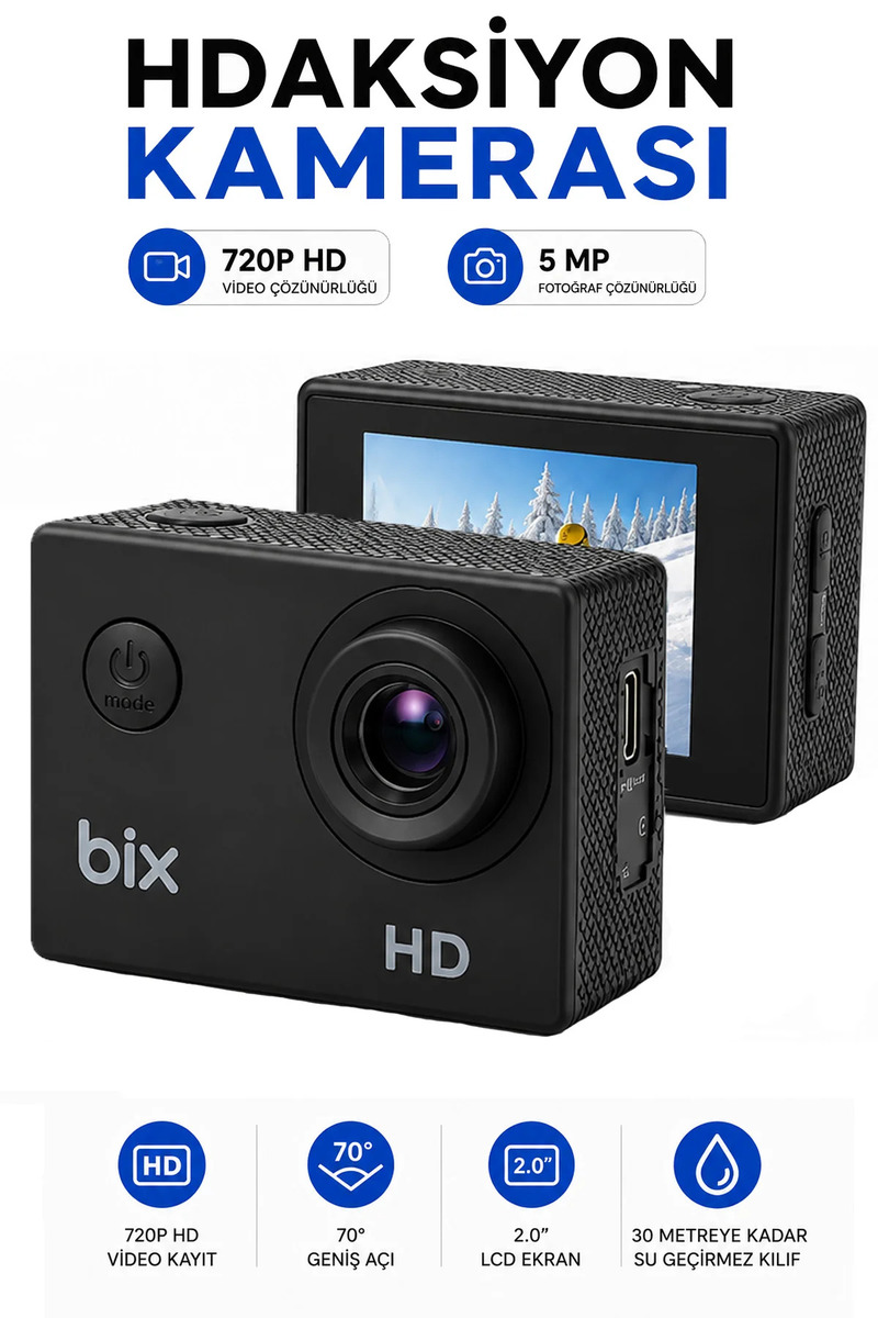 EXENAR Mini Aksiyon Kamerası Seti HD 720P Bisiklet Motosiklet Kask Kamerası Webcam Özellikli