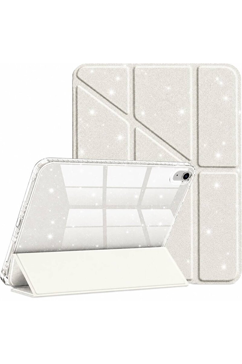 m.tk moveteck iPad 11.Nesil A16 11inç/10.Nesil 10.9 inç Uyumlu Kılıf Simli Işıltılı Parlak Kalem Bölmeli Standlı Trifolding Case