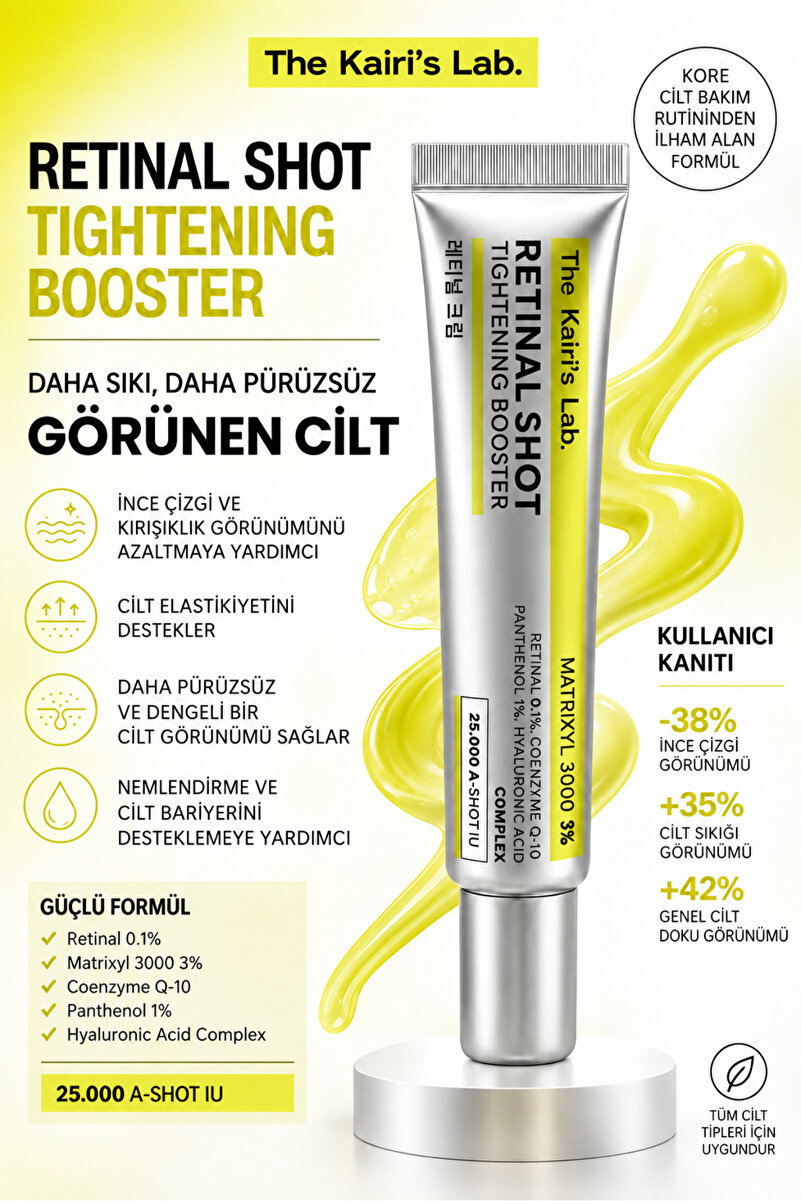 The Kairi's Lab. Retinal Shot Booster %0.1 Retinal Matrixyl 3000 %3 Hyaluronic Acid Kırışıklık Karşıtı Krem 15 ml