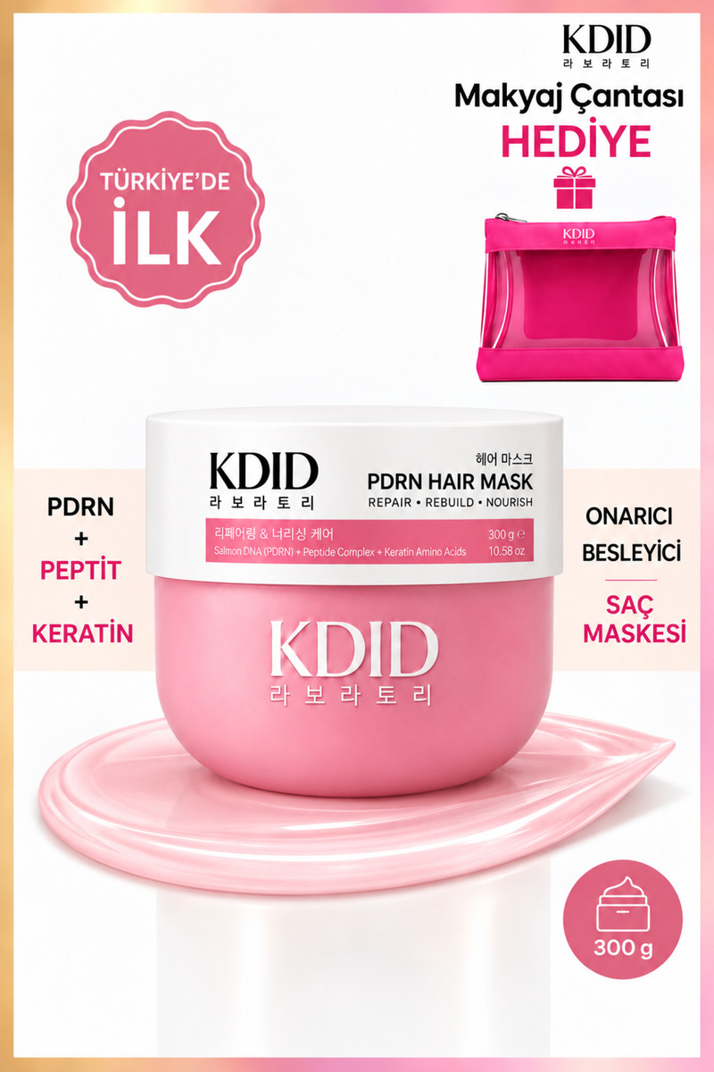kdid PDRN Saç Maskesi Somon DNA Keratin Peptit Onarıcı Yoğun Bakım 300 gr