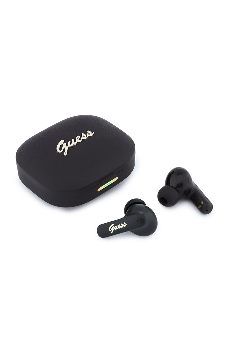 Guess Orjinal Lisanslı Script Metal Yazı Logolu Canlı Çeviri Özellikli TWS Kulak İçi Bluetooth Kulaklık Siyah
