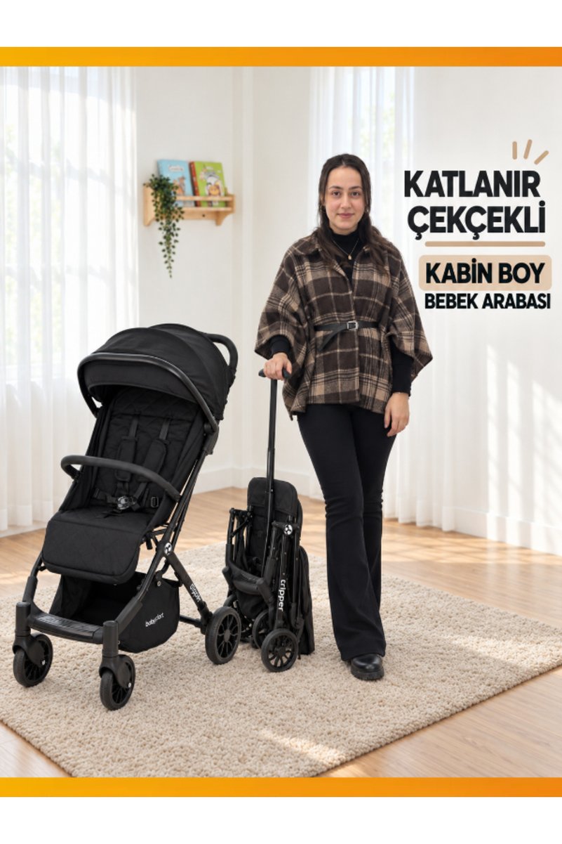 modabebekler Yeni Seri Tek Tuş Frenli Hafif Katlanır Çekçekli Kabin Boy Bebek Arabası Doğumdan 5 Yaşa Kadar Kullanıma Uygun