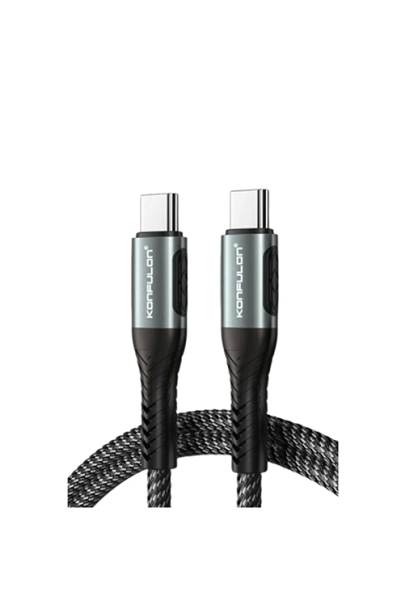 StepCo Konfulon DC43 Type-C to Type-C 1M Örgü 60W Hızlı Şarj Kablo - Siyah