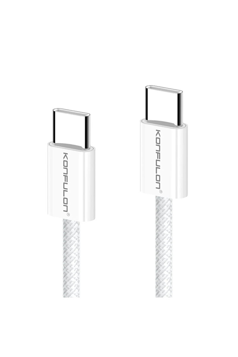 StepCo Konfulon DC130 2M 60W Type-C to Type-C Örgülü Hızlı Şarj Kablosu - Beyaz