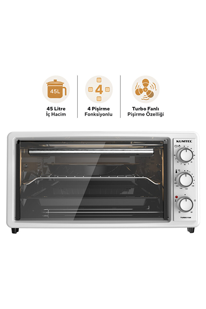 KUMTEL LX-3575 45 Litre Beyaz Turbo Mini Fırın