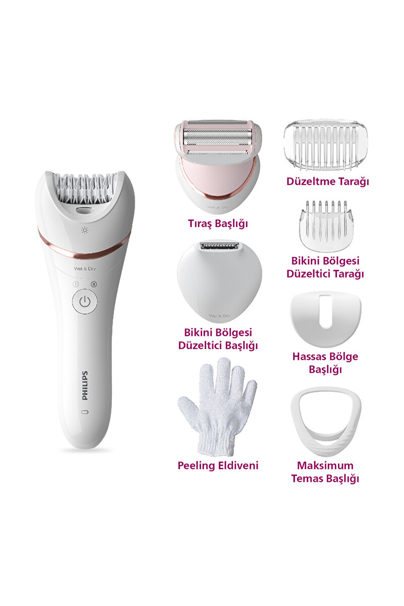Philips Bre720/05 Epilatör (YÜZ KOLTUK ALTI BİKİNİ BÖLGESİ BACAK)ıslak Ve Kuru,ışıklı,kablosuz