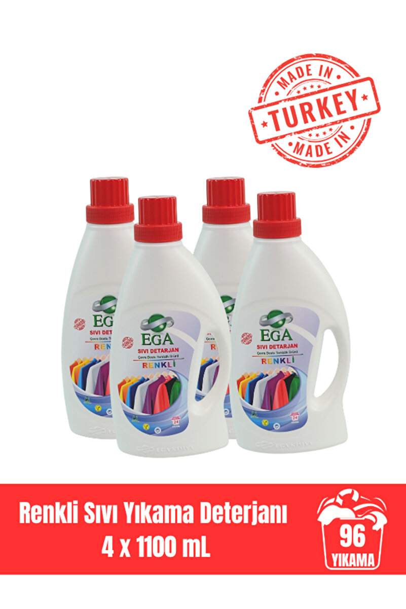 Ega Kimya Renkli Sıvı Yıkama Deterjanı 4x 1100 mL