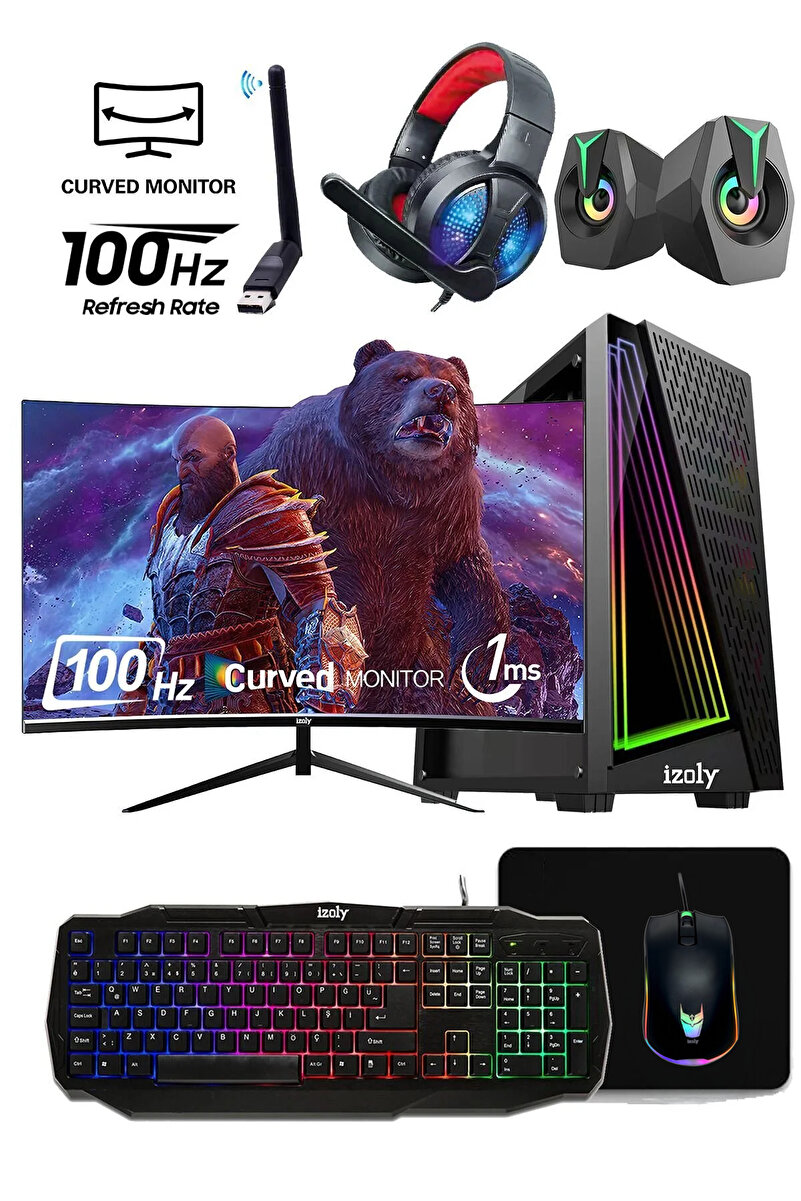 IZOLY Z90rx44 I5-4400 16gb 512gb Sata Ssd Rx580 8gb Gddr5 24"100hz Oyuncu Oem Seti