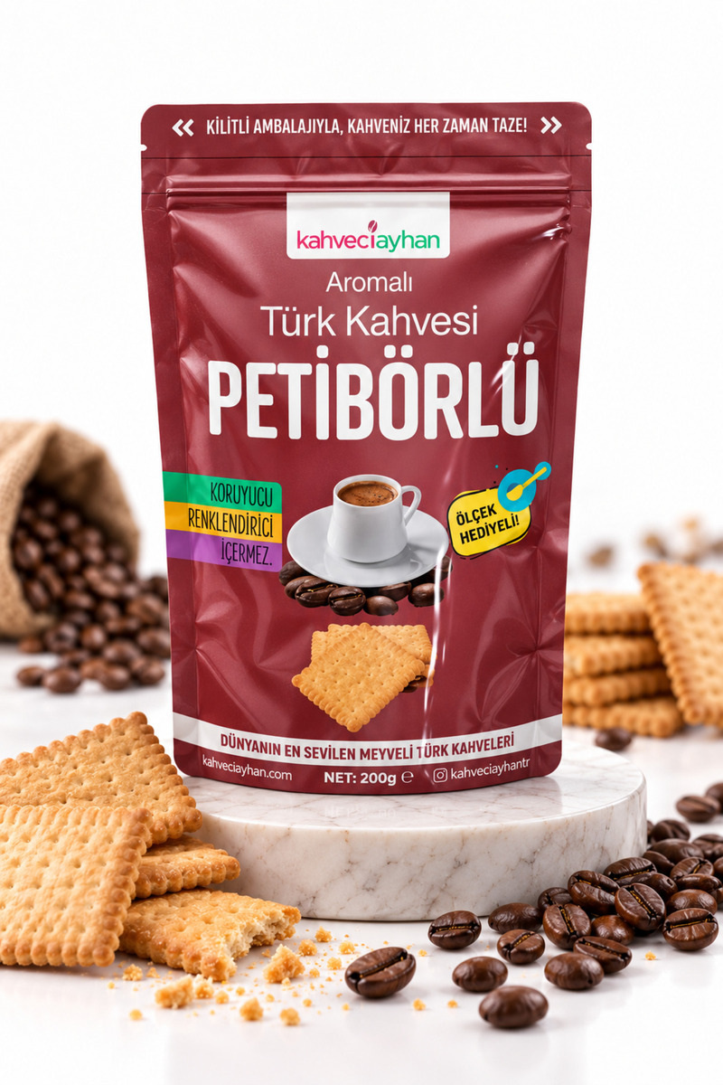 kahveciayhan 200g Petibörlü Bisküvili Türk Kahvesi - Yumuşak Içim - Yeni Paketiyle Sizinle