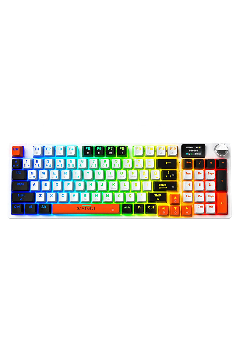 gameagle Vision Prime Dijital Ekranlı Kablosuz 2.4Ghz/Bluetooth + 3 Mod RGB Mekanik Oyuncu Klavyesi Mix V1