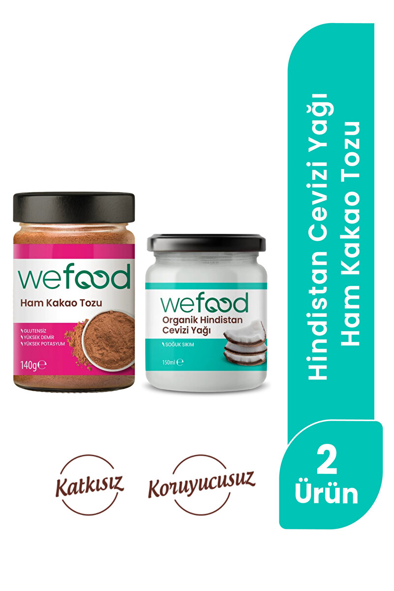 Wefood Organik Hindistan Cevizi Yağı 150 ml + Ham Kakao Tozu 140 gr