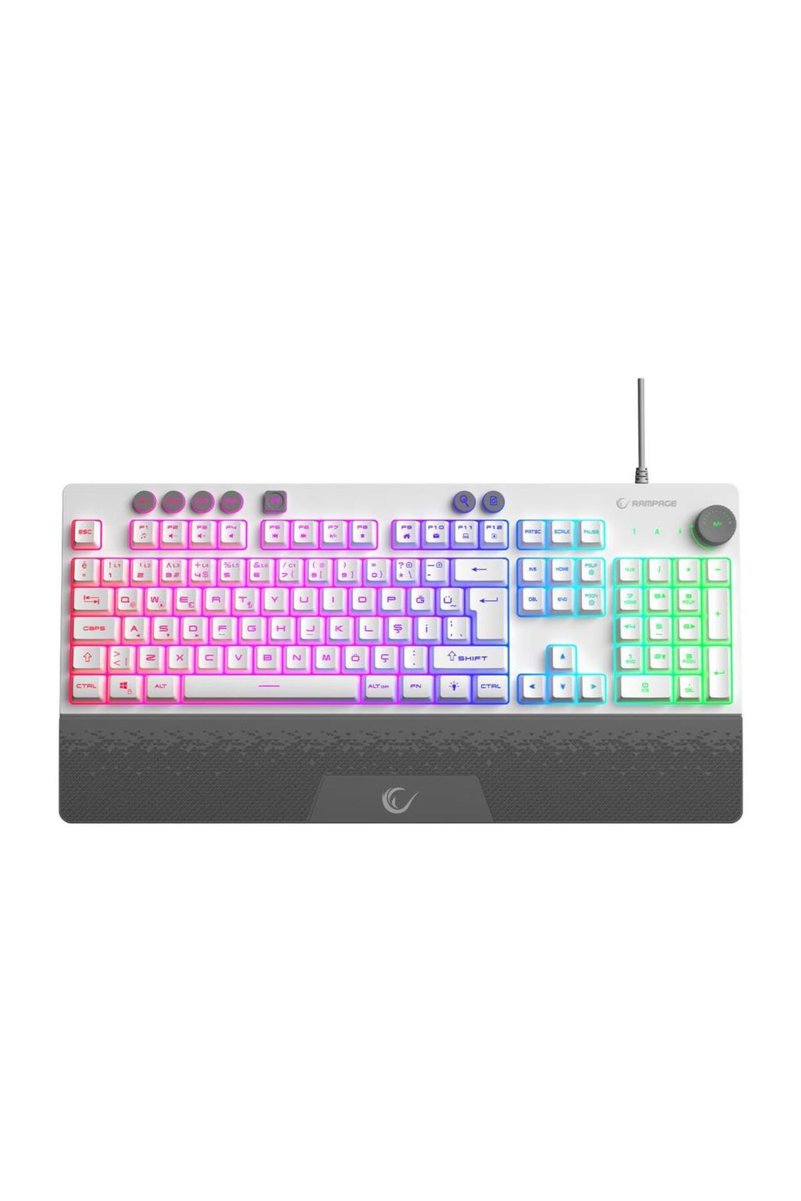 Rampage Bygamex KB-GX65 SIMULA BEYAZ USB RGB Aydınlatmalı 4 Makro Tuşlu Bilek Destekli Gaming Oyuncu Klavyesi