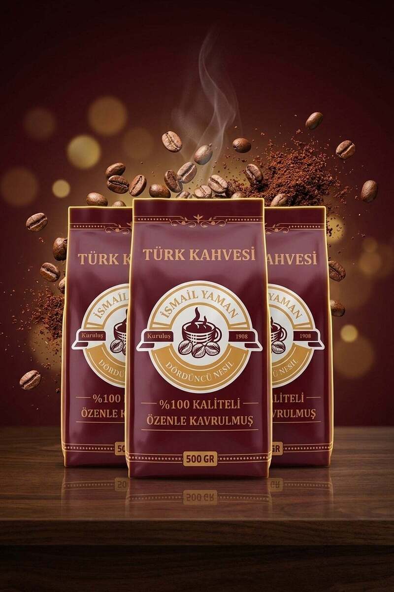 İsmail Yaman Orta Kavrulmuş Türk Kahvesi 3 x 500 Gr Üçlü Paket Kuruluş 1908