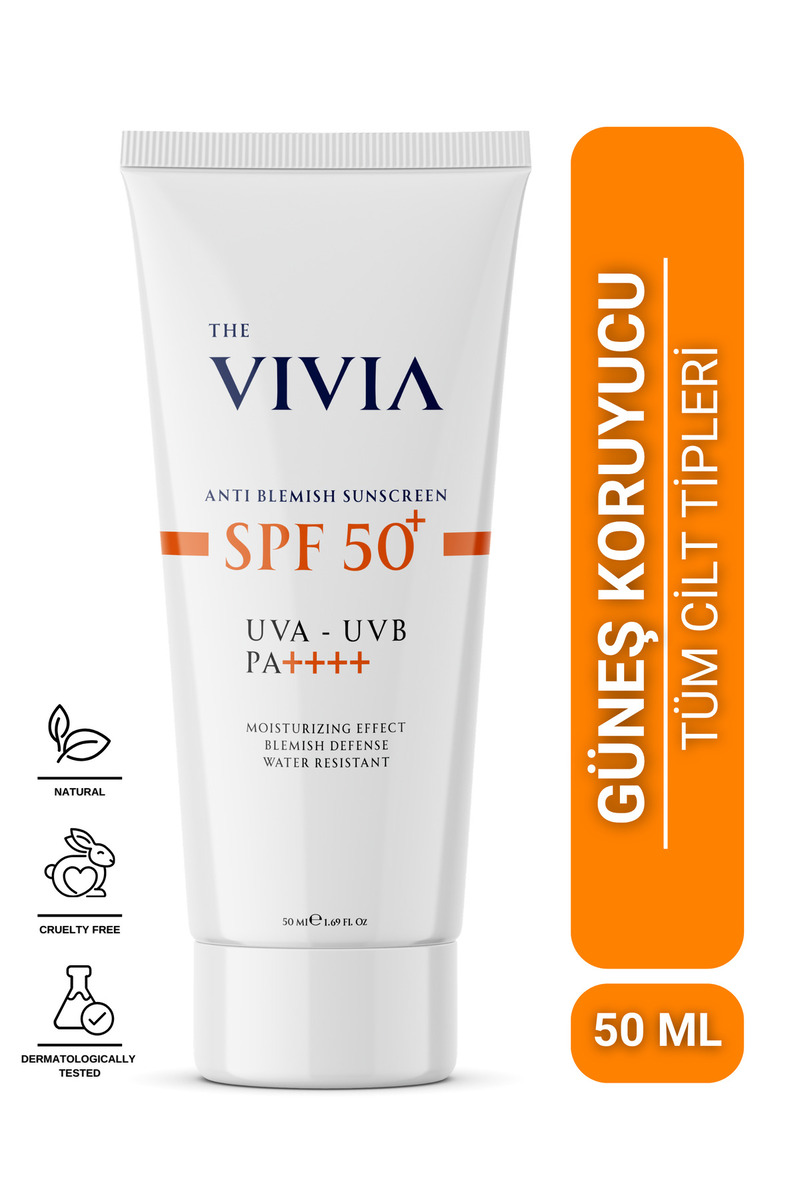The Vivia Leke Karşıtı Yüksek Koruyucu Spf50 Yüz Güneş Kremi Tüm Cilt Tipleri 50 ml