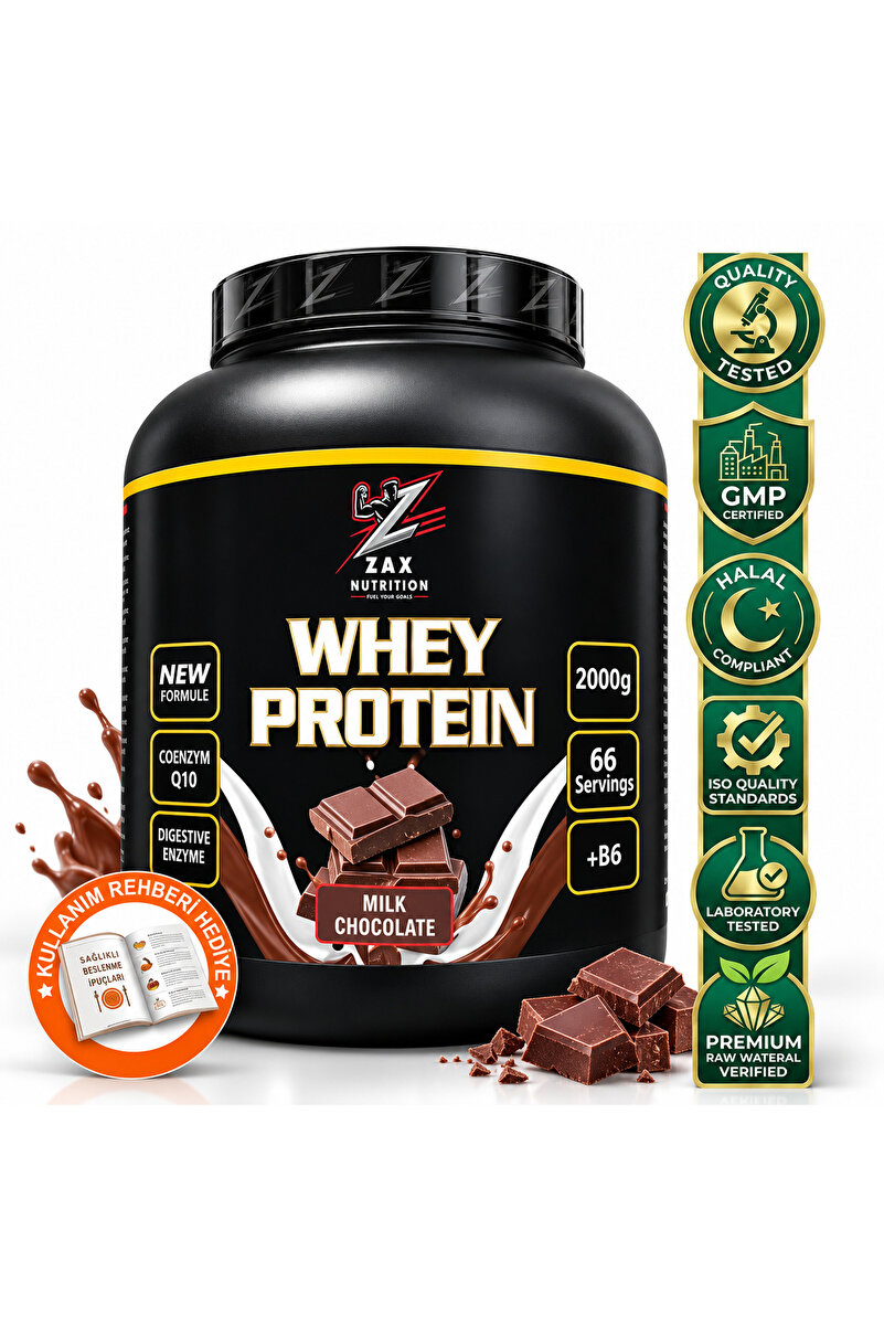 zax nutrition Premium Whey Protein Tozu Sütlü Çikolatalı 2 kg - Kas Gelişimi Destekli