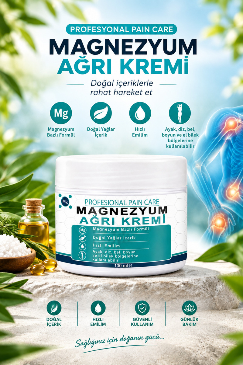 Dailybox Magnezum İçerikli Bitkisel Kas, Eklem, Diz, Dirsek Gibi Tüm Vücutta Etkili A.ğrı Masaj Kremi 100 ML