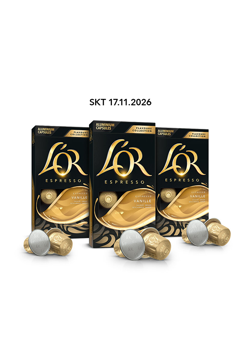 L'OR Vanilya Aromalı Nespresso Uyumlu Alüminyum Kapsül Kahve 10'lu x 3
