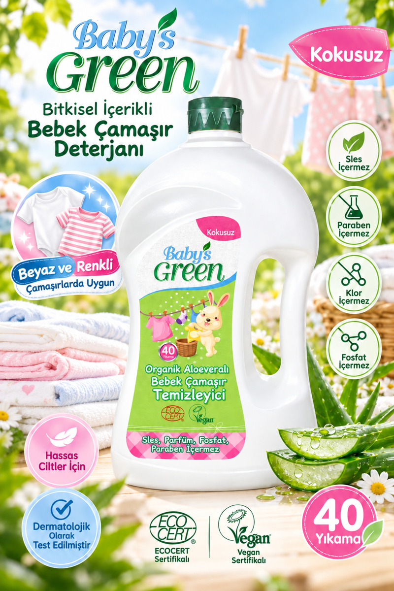 Mom's Green Bitkisel İçerikli Bebek Çamaşır Deterjanı 1,5 Litre