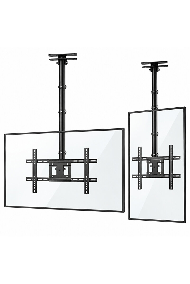 Coverzone 32-75 İnç 68 kg Taşıma Kapasiteli TV Tavan Askı Aparatı,70,7-158,4 cm Uzunluk Ayarı T560-15